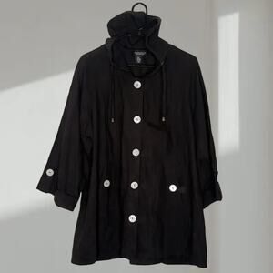 NWT - Jones & Co Hooded Button-Front Jacket – Black (Women’s 1X / Plus)